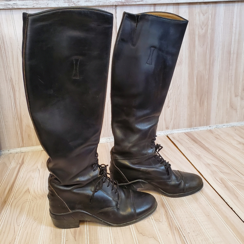 Ariat 55501 Women 7 Reg/Tall Black Lace-up Leather Equestrian Riding Boot Italy